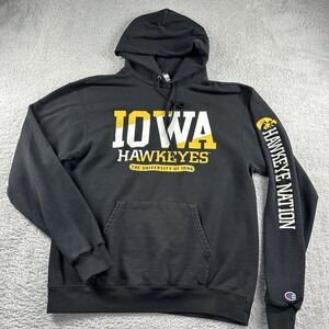 Iowa Hawkeyes Hoodie Mens‎ Medium Black Champion Spell Out University